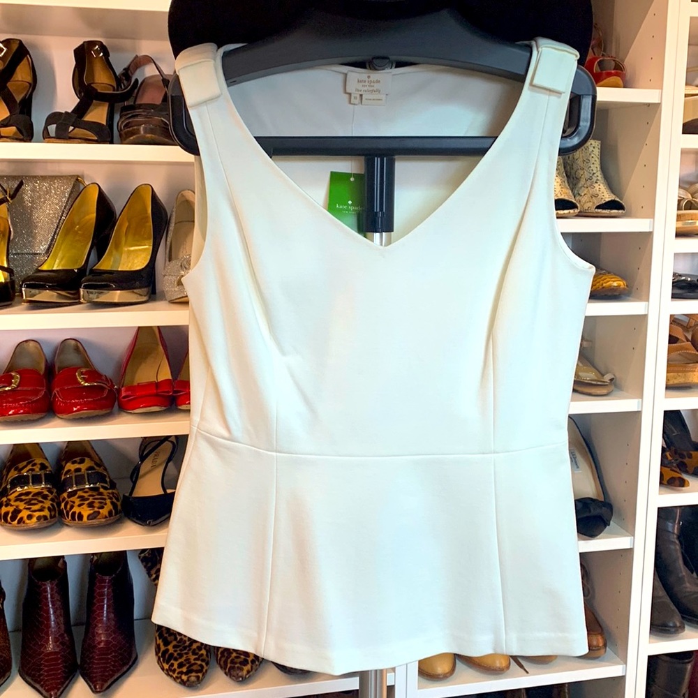 NWT KATE SPADE PEPLUM OFF WHITE TOP SIZE 10
